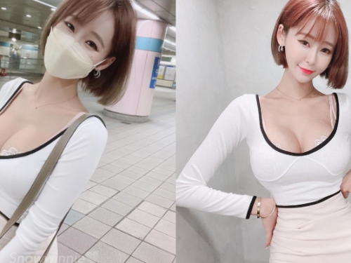 北車驚見「短髮正妹」，U領頂出「肥美玉兔」讓人流連忘返