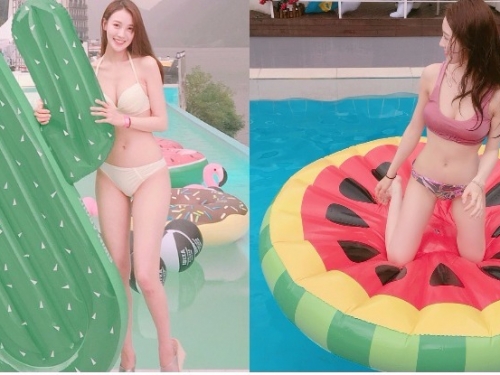 夏天還沒完！素人姐姐比基尼「美乳」水中大放送，乳波「載浮載沈」邪惡不得了…