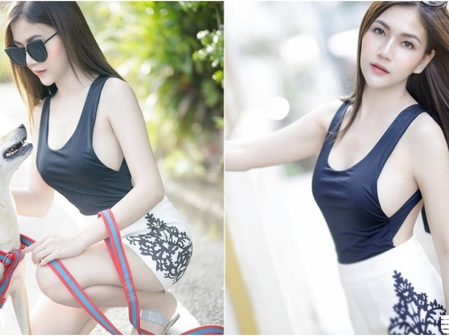貴婦姊姊出門遛狗「穿著好狂」！布料超少「裸背秀奶」整片白嫩嫩！