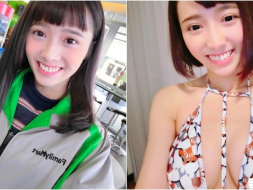 全家出現「爆乳小隻馬」女店員！制服下隱藏「渾圓美乳」讓人看呆了！
