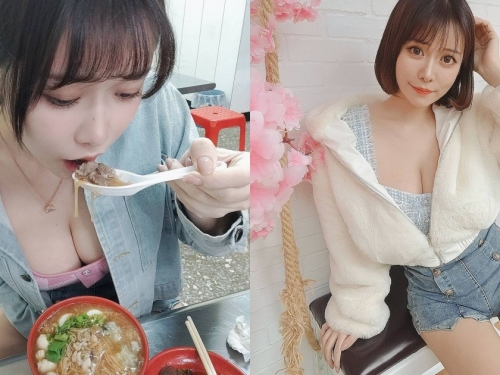 肉食系甜美正妹「爆乳進食」好養眼，超優質外型「姣好身材」居然是退役空軍