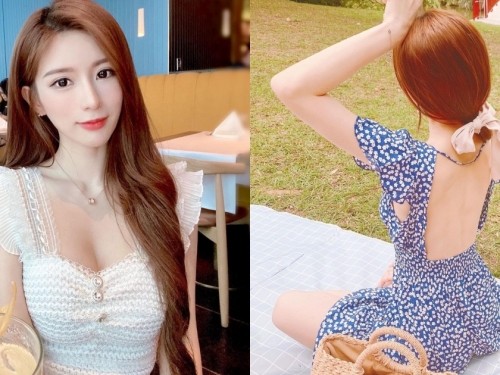 正妹野餐「露背洋裝」秀細腰翹臀好吸睛！轉到正面還是「天菜級神顏」！