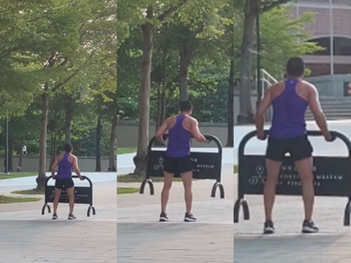 她路中驚見猛男「就地取材」拿1物健身 上上下下超害羞