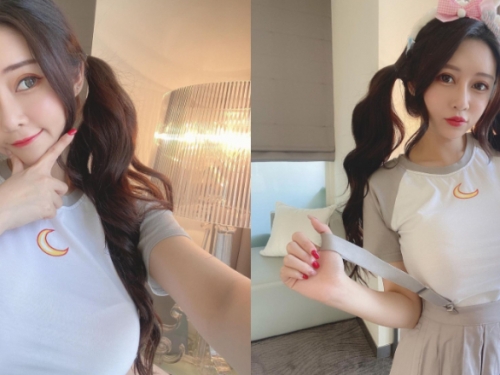 彎彎月光下，大饅頭快爆炸！巨乳甜心「安希」上衣撐出乳脈