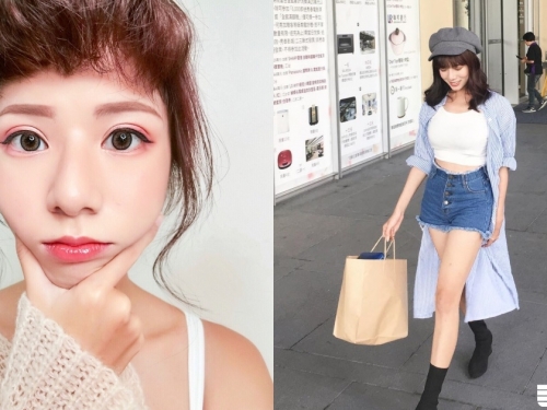 上衣看起來很緊繃～超甜美網紅「方唯真」露肚短上衣性感上街，怎麼胸前看起來撐好大...