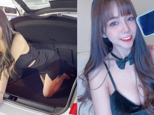 好甜美的「後車廂正妹」！微笑系美模「黛比」笑容、美腿迷倒網友