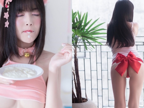 快來拆禮物！白嫩正妹的「蜜桃屁屁」等你探索，大尺舔奶油真的好狂～