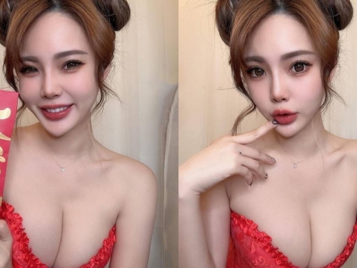 巨乳肝連妹「周苗苗」低胸拜年！生日願望是：再大一點