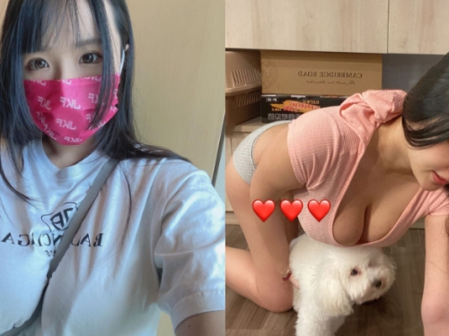 夾好緊！正妹寵物美容師「Angela寶7」斜揹帶被豪乳深埋住