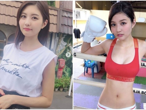 好惹火！賽車正妹「爆奶打拳」，養眼三角小褲讓人血脈噴張！