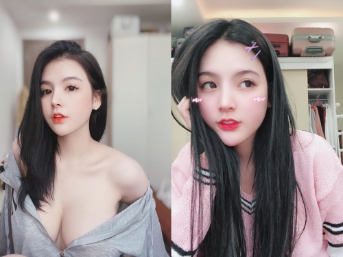 巨乳越南妹「Nông Lưu Thảo」外套拉開裡面沒穿　雪乳滑出「人字奶溝」超深邃