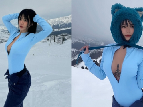 冰山美人！日本雪地驚見火辣正妹「茜茜」，「傲乳開縫」露超猛奶霜！