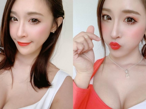 可愛萌妹「小漾」胸前有深溝，嘟嘴自拍「美乳超誘惑」！