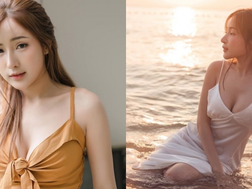 帶女友下海去！「白嫩雪乳」搭清純白衣楚楚動人 泡在海水裡還笑得好開心！