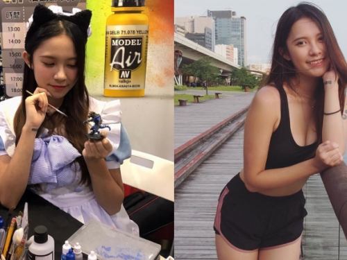 模型店正妹店長「Sumsum 琛」深藏不露　低胸背心配真理褲喊：好熱