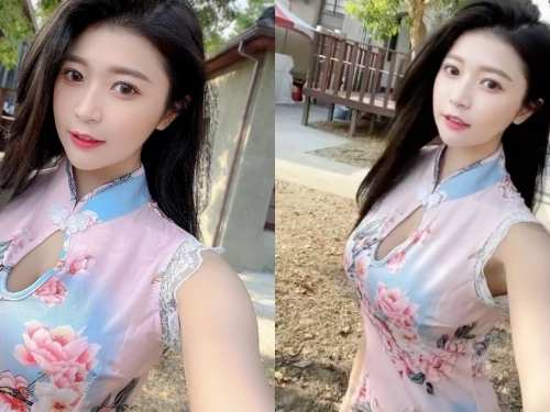 這誰能不戀愛！清新甜美正妹「珈伊Femi」粉紅旗袍超辣，32E美胸曲線好曼妙！