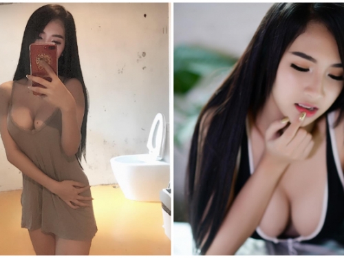 長輩都快掉出來啦！「巨乳正妹」胸前太豪邁，稍微向前傾視角實在太邪惡！