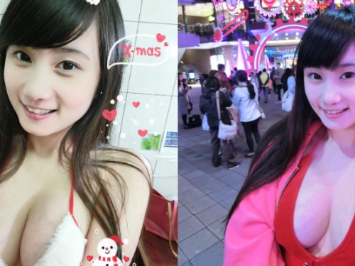 性感「國旗妹」爆乳歡慶！低胸深V秀巨型乳量　白皙奶球的血管清晰可見！