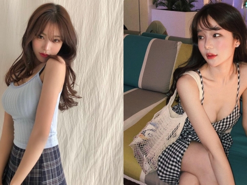 嫵媚型正妹「格子低胸裝太辣」，隨意一個轉身就好性感！