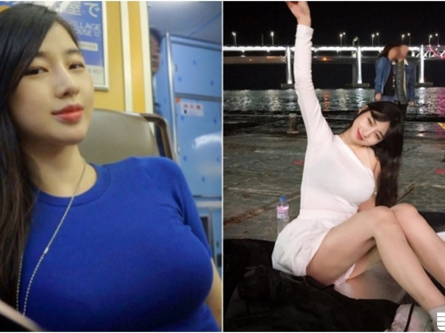 江邊野餐「風景太誘人」，長髮正妹包緊緊也擋不住「長輩探頭」，形狀好明顯～