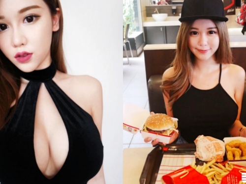 拍到「麥當勞巨乳正妹」！桌上擺著「兩顆大漢堡」讓人食指大動...想跟她喝奶茶！