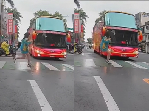 女高中生「趕投胎」暴衝過馬路 遊覽車極限煞停驚悚曝光