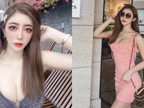 超正美甲講師「天燈妹樂樂」，爆乳貼身小洋裝展現「Ｓ型好身材」！