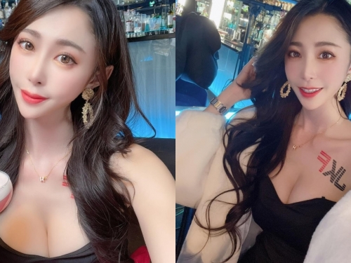 氣質正妹「黃艾比」親自調酒，低胸小禮服美乳溢出，網友：給我來兩杯！