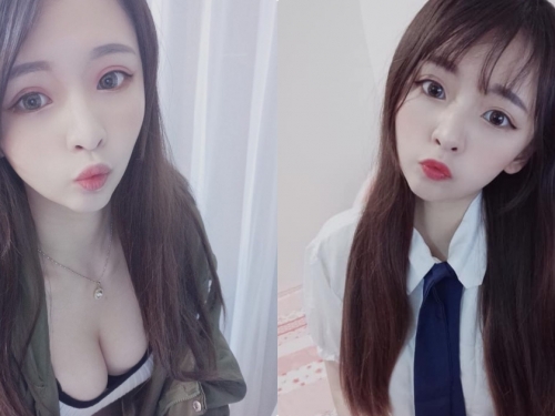 往下看不得了！直播主筱穎兒「側露白嫩美乳」，凹凸形狀好明顯...