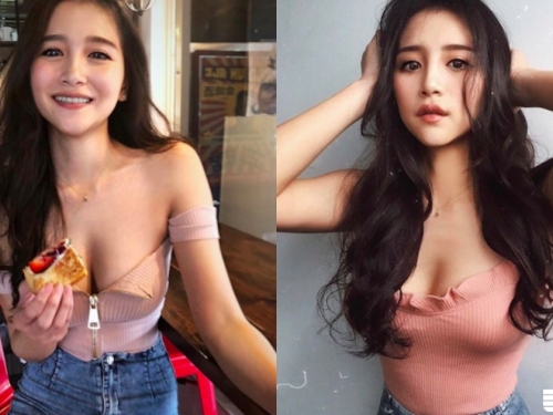 再往下拉一點！「氣質白嫩奶妹」胸口竟是「大深V拉鍊」！好想一口氣往下拉到底啊！