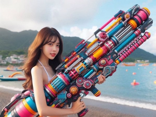 Water battles by the sea