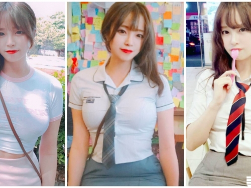 制服學生妹好兇啊！發育超好「把衣服撐爆」，這乳量真的太重了！