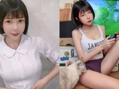 超甜美短髮護理師「Chubby糖」下班後火辣大放送！「白嫩美腿」讓網友血壓瞬間飆升啦～