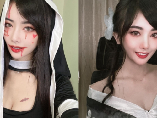 性感修女「點點」清甜顏值擋不住，「展露濠溝」越來越失控