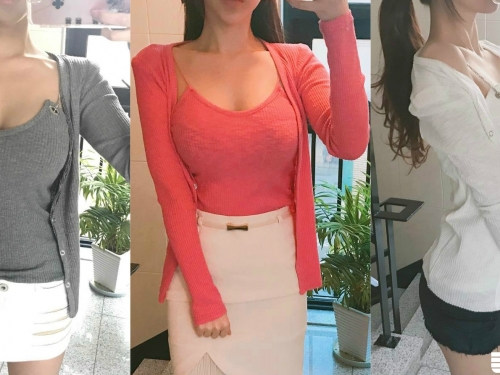 巨乳妹子最愛分享「爆奶試衣照」！「透明樓梯間」大露美乳自拍不怕被看...