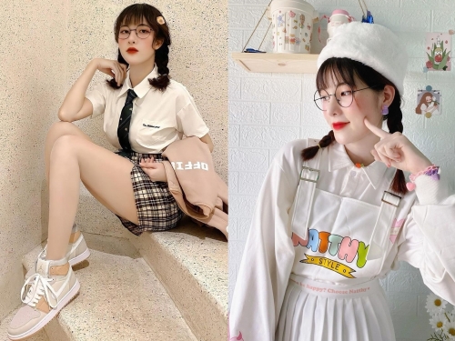 甜到長螞蟻！來自越南「天菜眼鏡妹」眨眼放電女友感爆棚　修長美腿更是犯規到不行