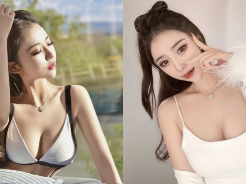 落地窗前發現大奶正妹「Ivy」，深V大美乳實在好銷魂啊！