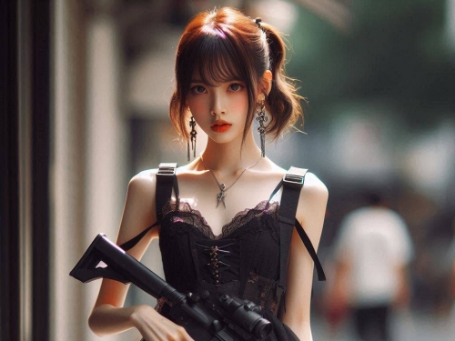 Chesty street girl with a gun.1