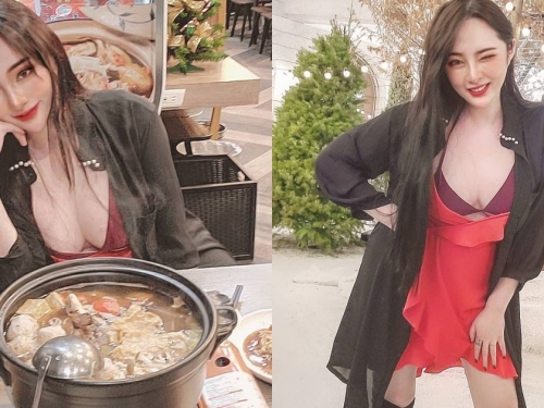 嗆辣護理師黃靜下班「爆乳吃羊肉爐」，超渾圓「雪白巨乳」光看就補好補滿！