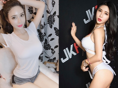 E奶乳媚娘「沈琪琪 77」真理褲逛大街狂曬辣腿+上半身「透視白T」大秀渾圓白皙八字奶