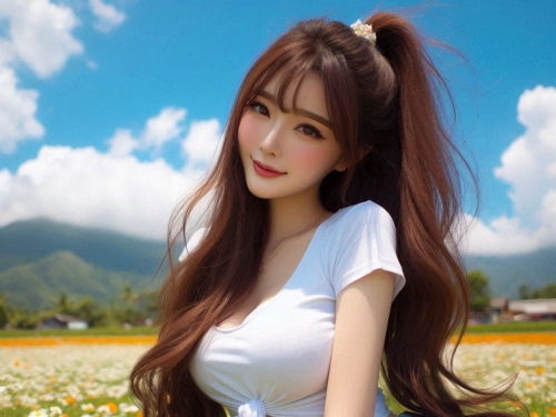 The girl next door in the garden