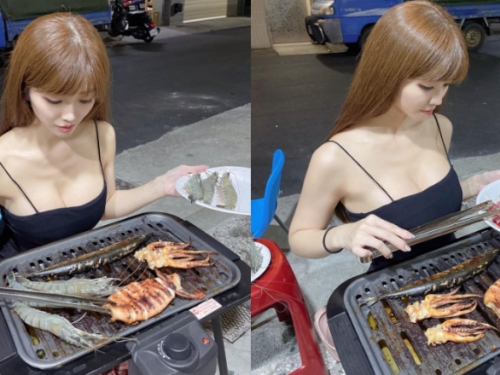 鄰居正妹「爆乳BBQ」好火辣　仔細看是最性感英文教師！