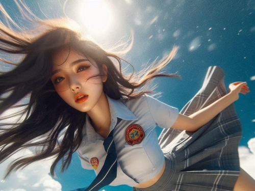 Sister in mid-air