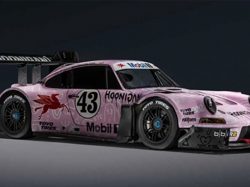 「甩尾天王」布洛克亮相爬山賽新戰車！名為 Hoonipigasus 的粉色狂野 911 RSR