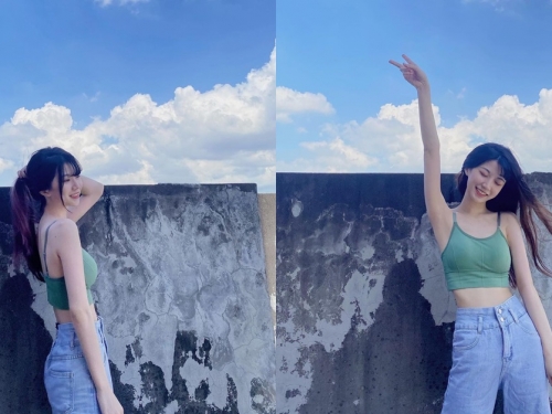 戀愛了！正妹女大生「惟蒨」戶外美照好清新，背心襯托飽滿曲線！