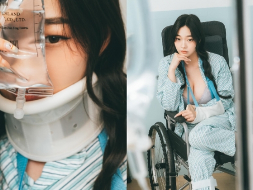 隔壁床是正妹！「苡昕」解扣病服，「渾圓美胸」震懾醫生！