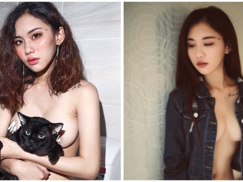 我好想當貓咪！「爆乳正妹」羅穎全裸尺度解放，用一臉厭世的貓咪遮點！