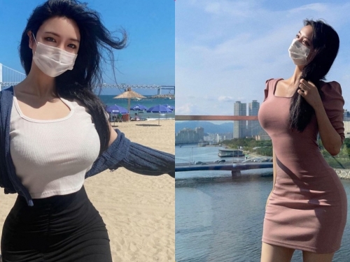 沙灘大奶正妹「乳量超沈重」，IG私照「爆奶造型連發」！