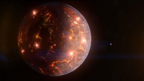 熱鬧的地球大小系外行星，表面一半火山一半水