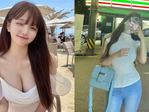 711前出沒野生自拍正妹！「巨乳細腰」曲線包緊緊也藏不住，口罩下還有超正神顏！